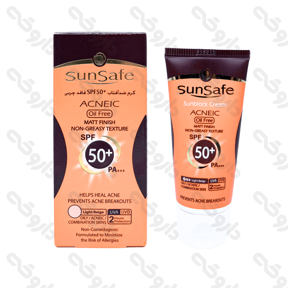 کرم ضد آفتاب spf50 فاقد چربی سان سیف 50 گرم - بژ روشن